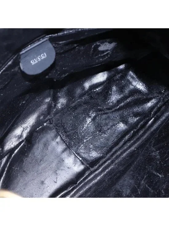 Authentic GUCCI Bamboo Shoulder Bag Suede Black Gold 001 1014 1577 - Picture 2 of 16